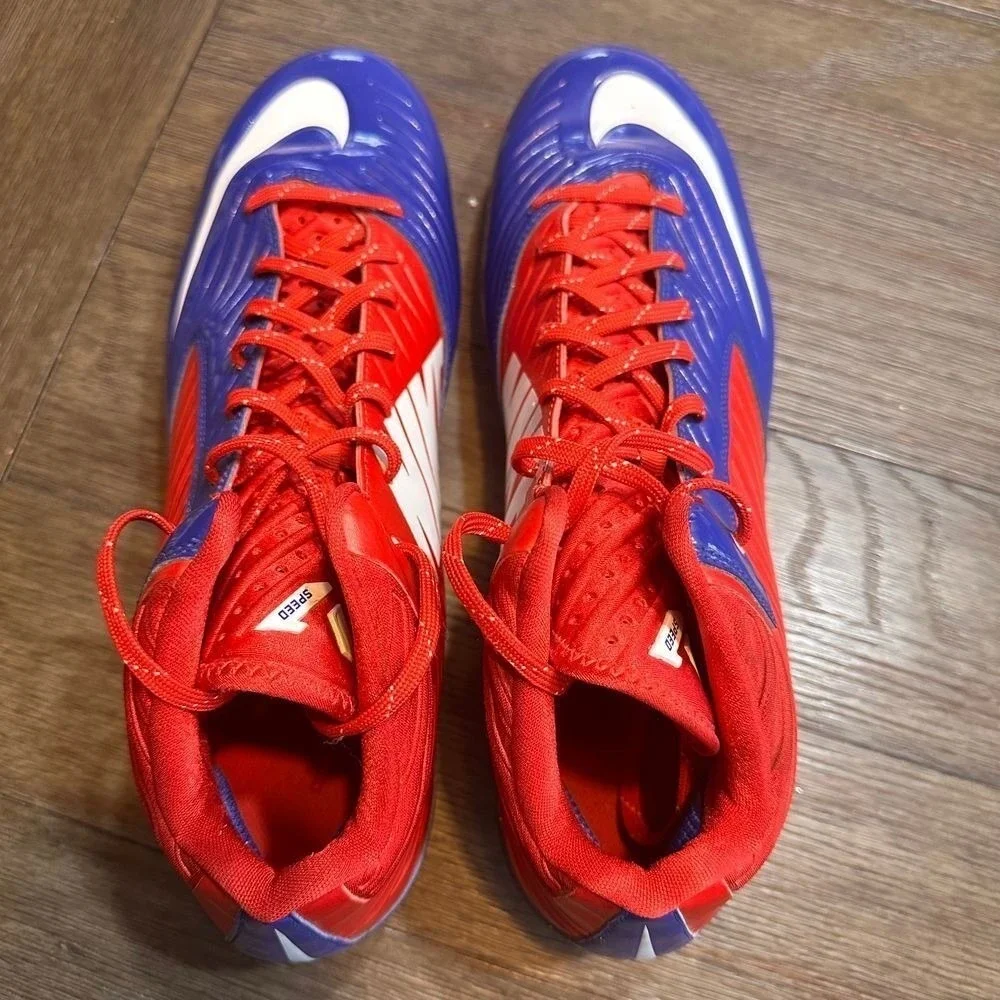 Nike‎ Alpha Pro 2 TD 3/4 Football Cleats Red Blue White Mens 13.5 Studded